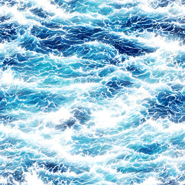 Ocean waves crashing seamless background pattern