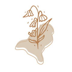 Minimalist Abstract Botanical Line Art Illustration in Earth Tones