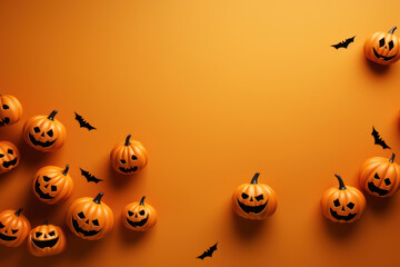Halloween 3d ornament Horizontal Background,  pumpkin jack o lantern