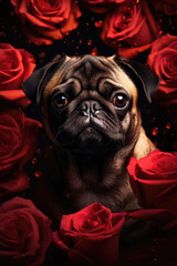 Valentine's Day Pug Portrait