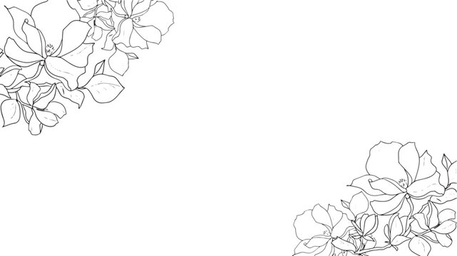 シンプルな線で描かれた花のフレーム