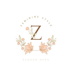 letter z flower modern minimalist floral font botanical beauty logo design vector illustration