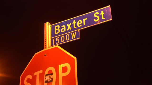 street sign on baxter -