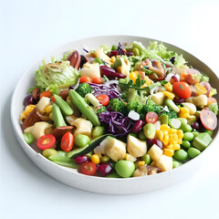Delicious salad plate with colorful salad ingredients