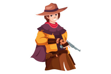Cowboy Man Character Design Illustration
