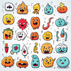 Doodle various emoji set