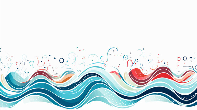 Seamless doodle simple border. Wave background. Vector illustration