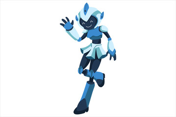 Cute Robot Character Design Illustration