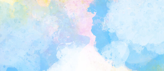 soft watercolor background. blue and violet rainbow pastel unicorn girly watercolor background