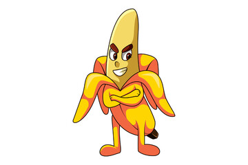 Cute Banana Character Design Illustration
