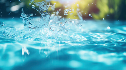Naklejka na ściany i meble Close up clear blue water in the pool