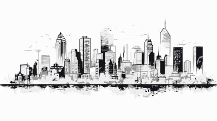 Obraz premium City graphic black white cityscape skyline sketch illustration vector