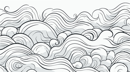 Fototapeta premium Seamless doodle simple border. Wave background. Vector illustration