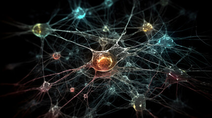 A complex web of neuron cells and synapses facilitates the passage of electrical impulses and discharges, allowing for the transmission of information within the human brain.