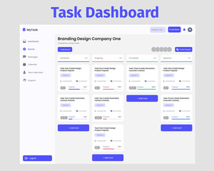 Task Dashboard UI Kit. Suitable for task, activity and project purpose.	