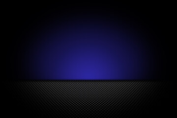 The material surface and pattern are rectangular and the blue light reflects from the light. Perspective and gradient black background