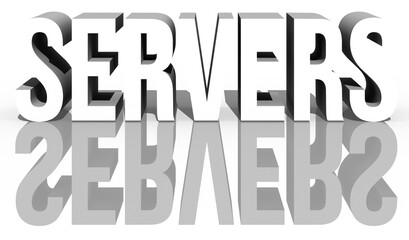 Digital png text of servers with shadow on transparent background
