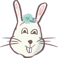 Fototapeta premium Digital png illustration of head of smily bunny on transparent background