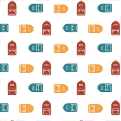 Digital png illustration of colourful pattern of repeated bags on transparent background