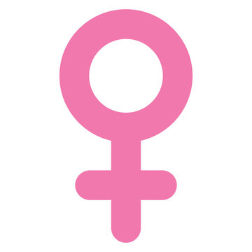 Digital png illustration of pink female gender symbol on transparent background