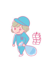 イラスト素材:大掃除_年末_清掃_仕事_清掃員