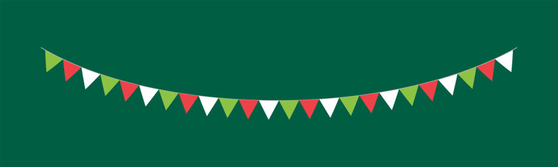 Christmas Bunting Pennant Flag Garland Vector Illustration, Christmas Graphics Festive Winter Holiday Season