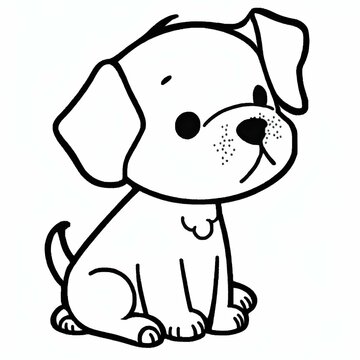 Simple outline of a baby dog kids cartoon minimalist black on white lineart 2d flat file silhouette clipart uninterrupted outline as in an svg perfect outline corners make it an outline svg and fill 