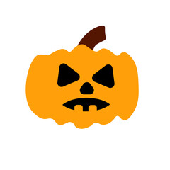 Pumpkin head . Cute and scary halloween pumpkin monster. Orange pumpkin with a smile for your Halloween design.