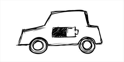 Line drawing of the electric car symbol.