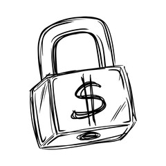 Line drawing of the lock of wealth.