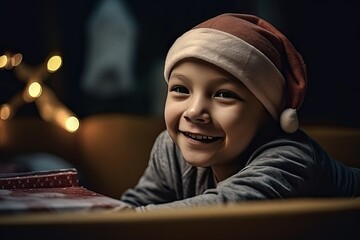 Boy with cancer in the hospital in Christmas - 650976543