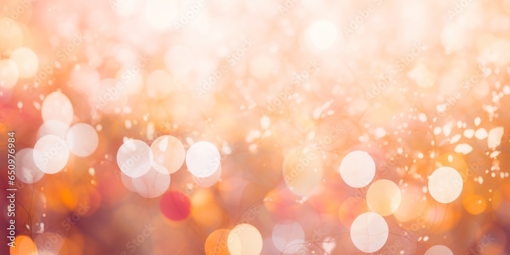Poster bokeh light effect with unsharp, warm autumn foliage background, embracing ethereal lens flare and a
