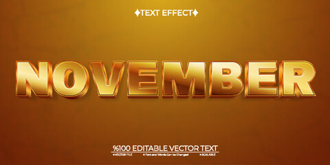 Gold Shiny November Editable Vector Text Effect