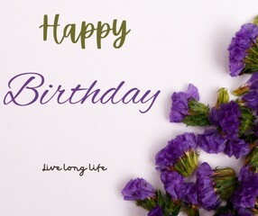 birthday  card with purple flowers,generated ai