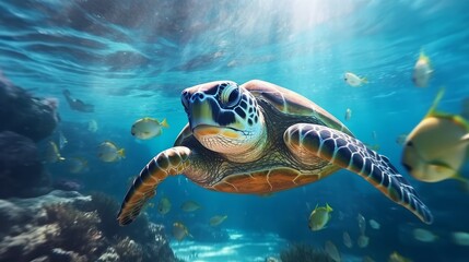 sea turtle underwater