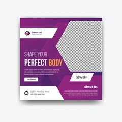Shape your perfect body social media post template design vector 