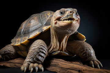 Naklejka premium giant galapagos tortoise on dark background