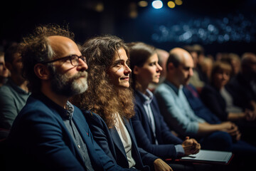 Tech-Packed Conference Engaged Audience at Innovation Keynote in Business Technology Summit. created with Generative AI