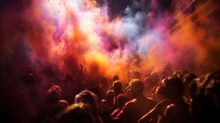 Fototapeta na wymiar Holi (India): Holi is a festival of colors where people joyfully throw colored powder and water at each other. To celebrate the arrival of spring