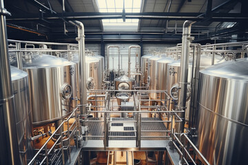 a large brewery, a beer maturation shop, a lot of steel tanks