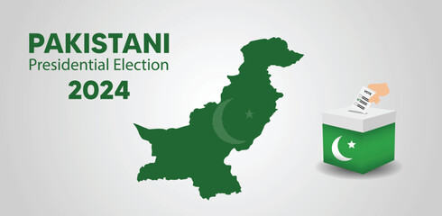Pakistani presidential election 2024 with flag map voting vector poster - obrazy, fototapety, plakaty