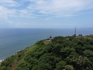Fototapeta na wymiar lighthouse view from the sea