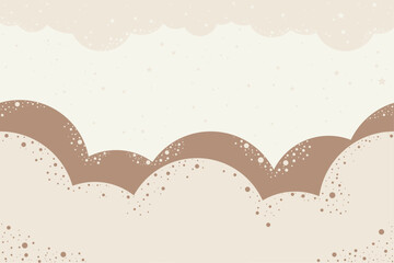 Cute neutral clouds and stars. Baby vector illustration in pastel colors for decorating a kids room. Wall art of the nursery. Trendy design of air clouds for children's interior.
