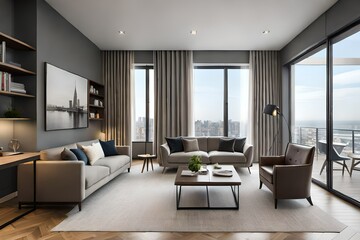 Naklejka na ściany i meble luxury studio apartment with a free layout in a lo