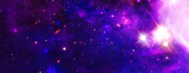 Multicolor outer space. Star field and nebula in deep space many light years far from planet Earth....