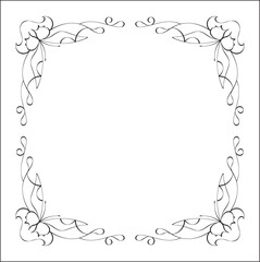 Obraz premium Elegant black and white ornamental frame with butterflies, decorative border, corners for greeting cards, banners, business cards, invitations, menus. Isolated vector illustration.