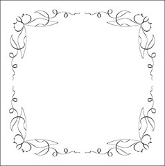 Elegant black and white ornamental frame with butterflies, decorative border, corners for greeting cards, banners, business cards, invitations, menus. Isolated vector illustration.