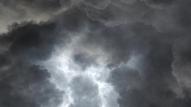 4k thunderstorm with lightning and storm clouds
