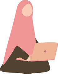 Muslim Business Woman With Laptop