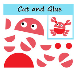Educational paper game for kids. Cut parts of the image and glue on the paper. DIY worksheet.